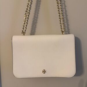 Tory Burch Cream Leather Chain-Handle Crossbody Bag